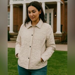 Woolrich Quilted Beige Jacket Size Medium